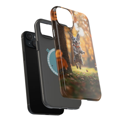 Energetic Blue Heeler Forest Pup MagSafe iPhone Case – Durable Outdoor-Inspired Design