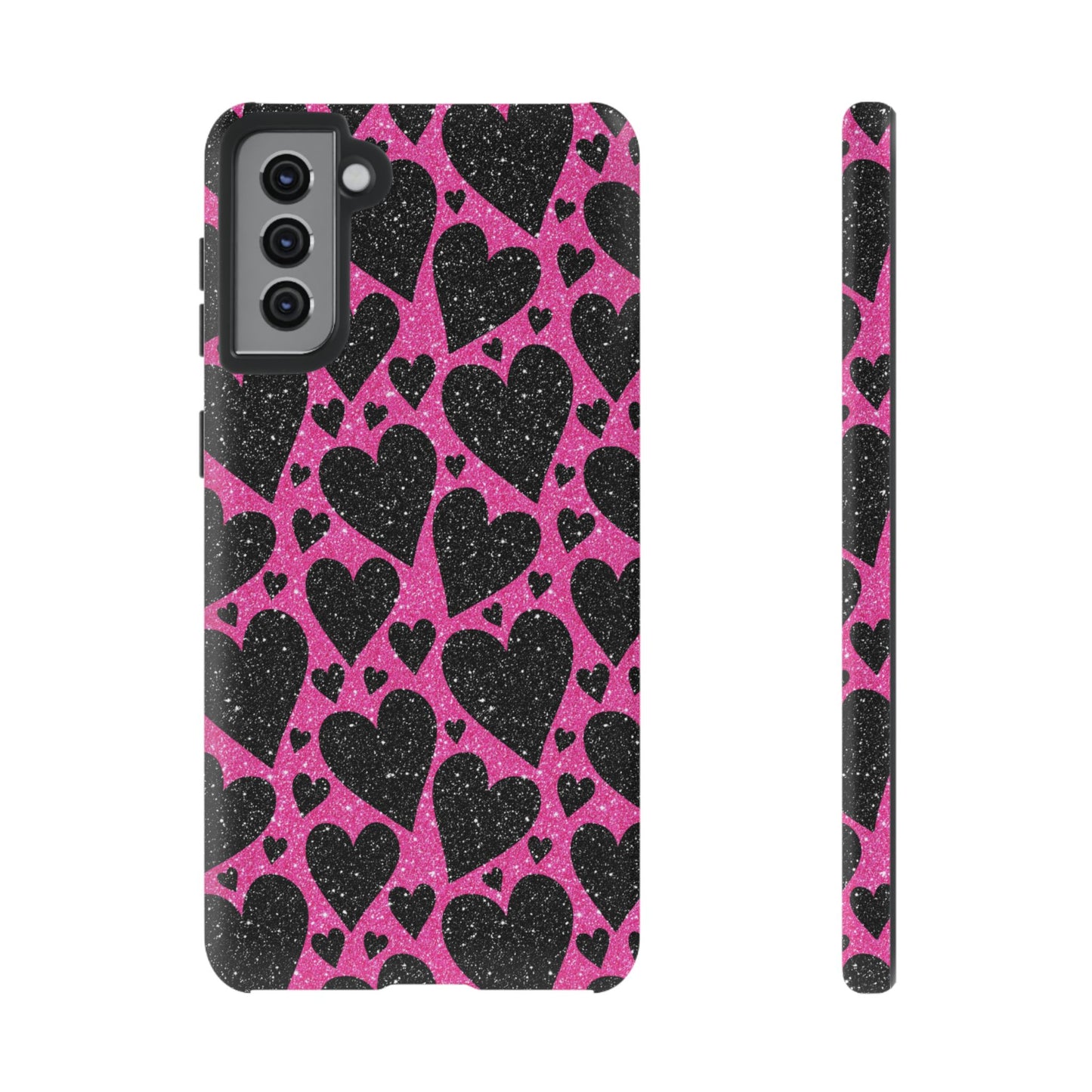 Pink Glitter Hearts Samsung Galaxy Case