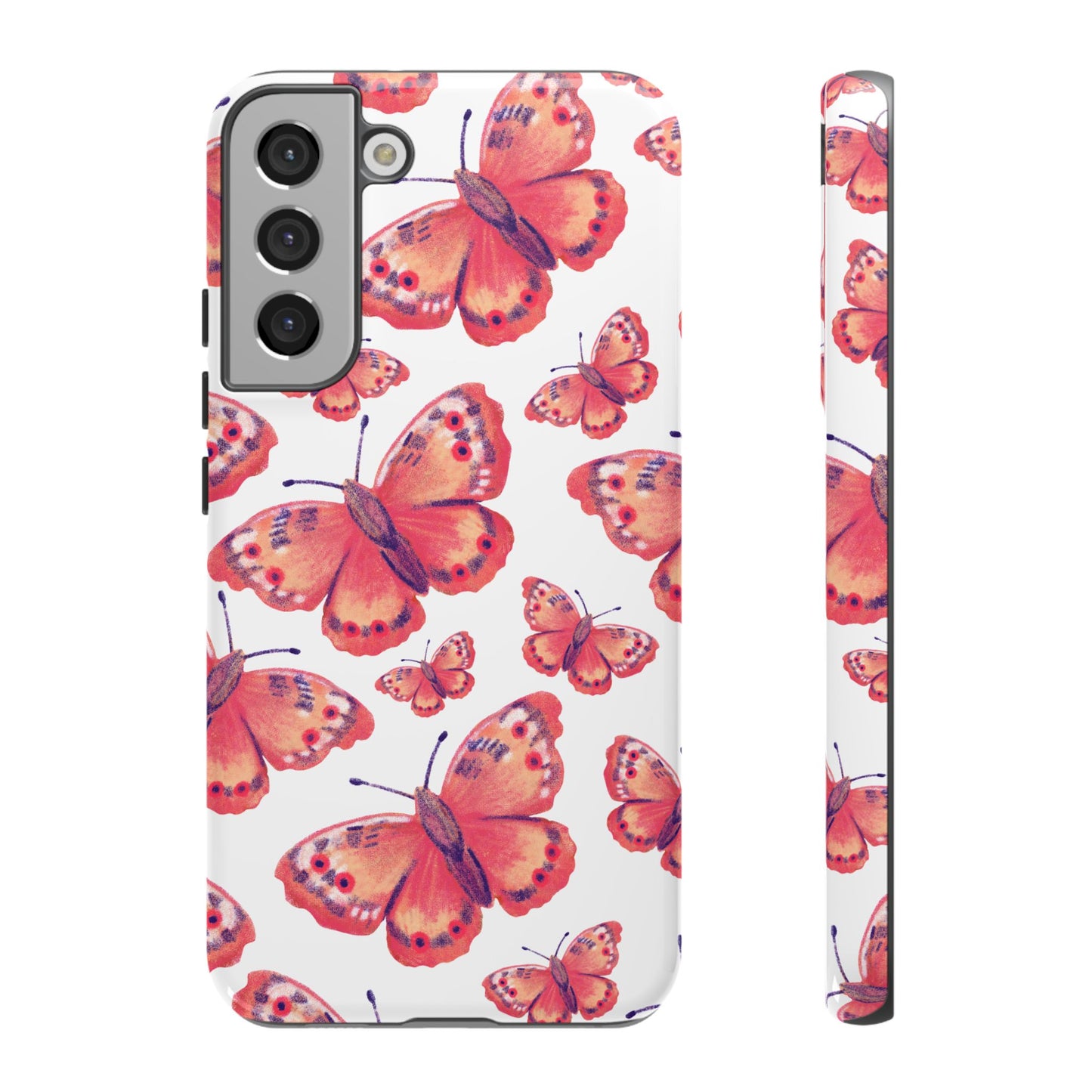 Coral Butterfly Samsung Galaxy Case – Slim, Protective Design with Bold Watercolor Print