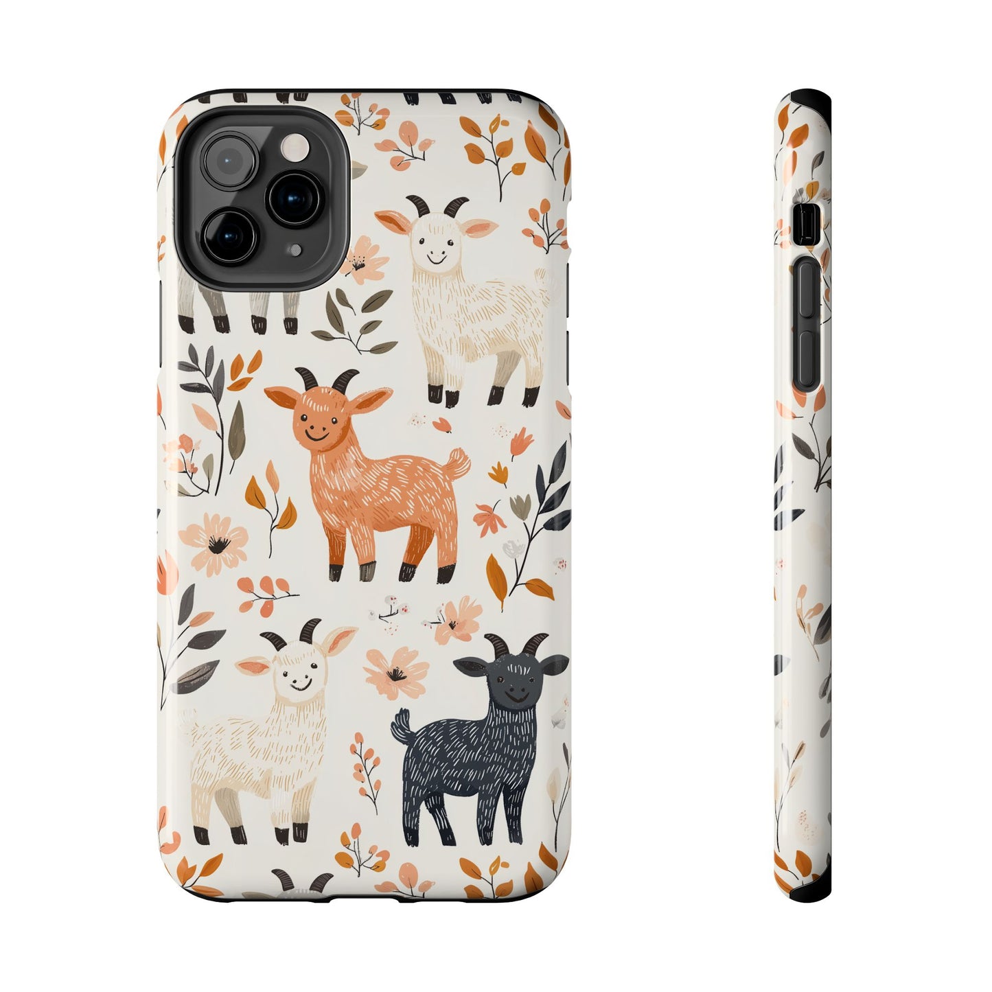 iPhone Case: Smiley Goats & Dried Flowers – Vintage Charm