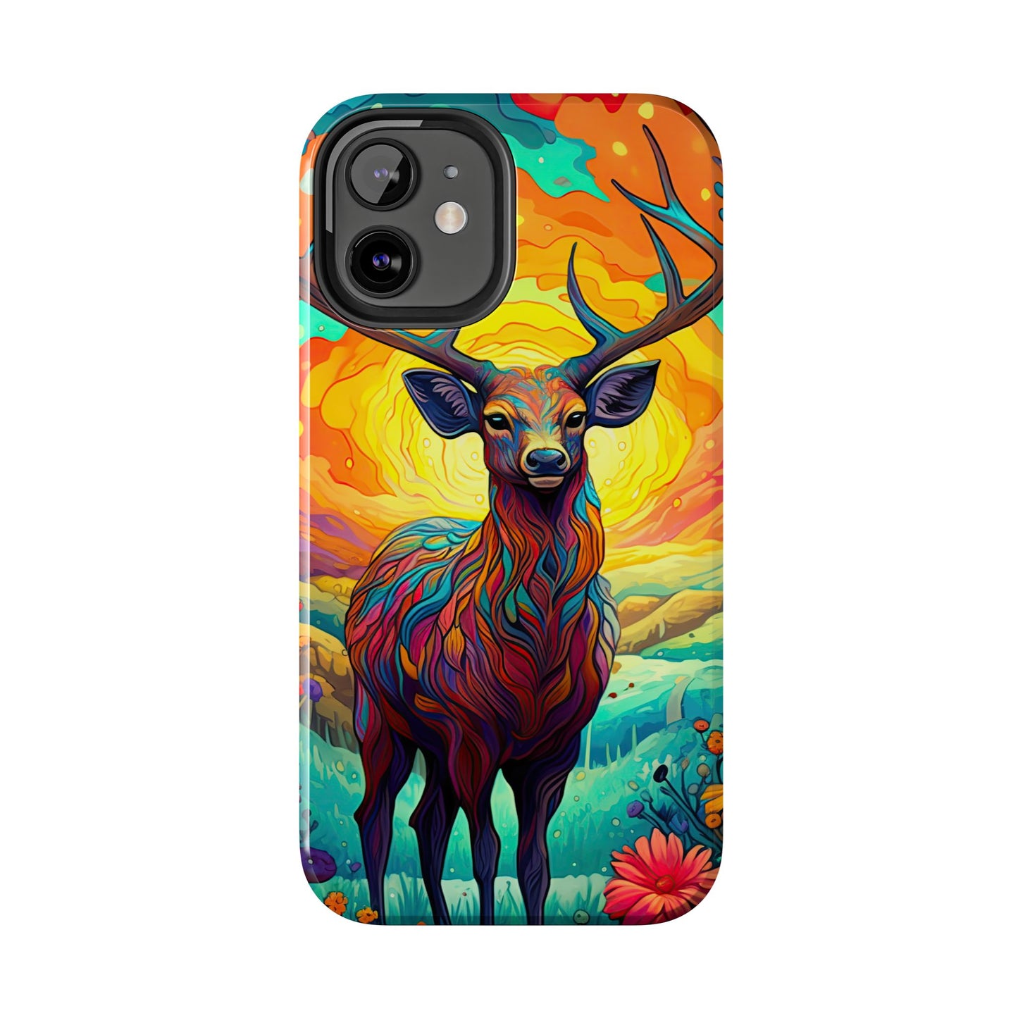 Vibrant Stag in Bloom – iPhone Case