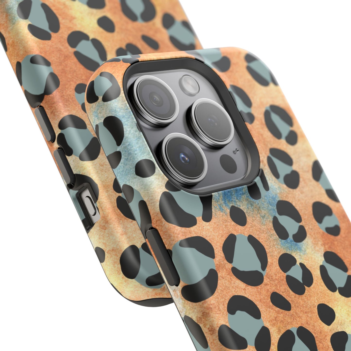 Sunset Watercolor Leopard Print Tough MagSafe iPhone Case – Artistic Animal Pattern with Dual-Layer Protection