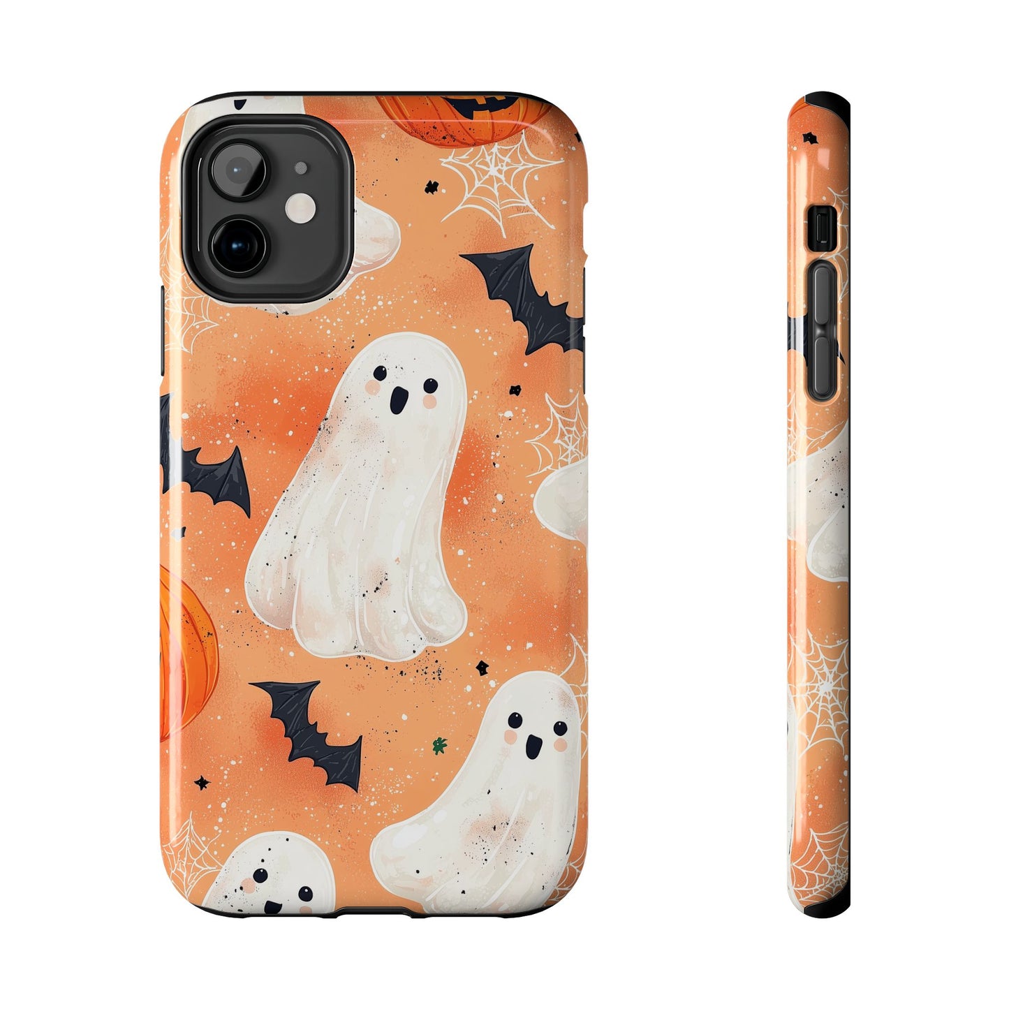 Spooky Cute Ghost iPhone Case – Halloween Ghosts, Pumpkins, Bats & Cobwebs Design