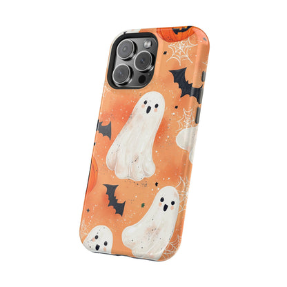 Spooky Cute Ghost MagSafe iPhone Case – Halloween Ghosts, Pumpkins, Bats & Cobwebs Design