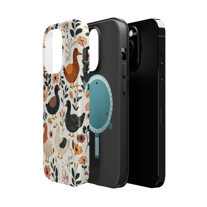 MagSafe iPhone Case: Vintage Duck – Floral & Leaf Design