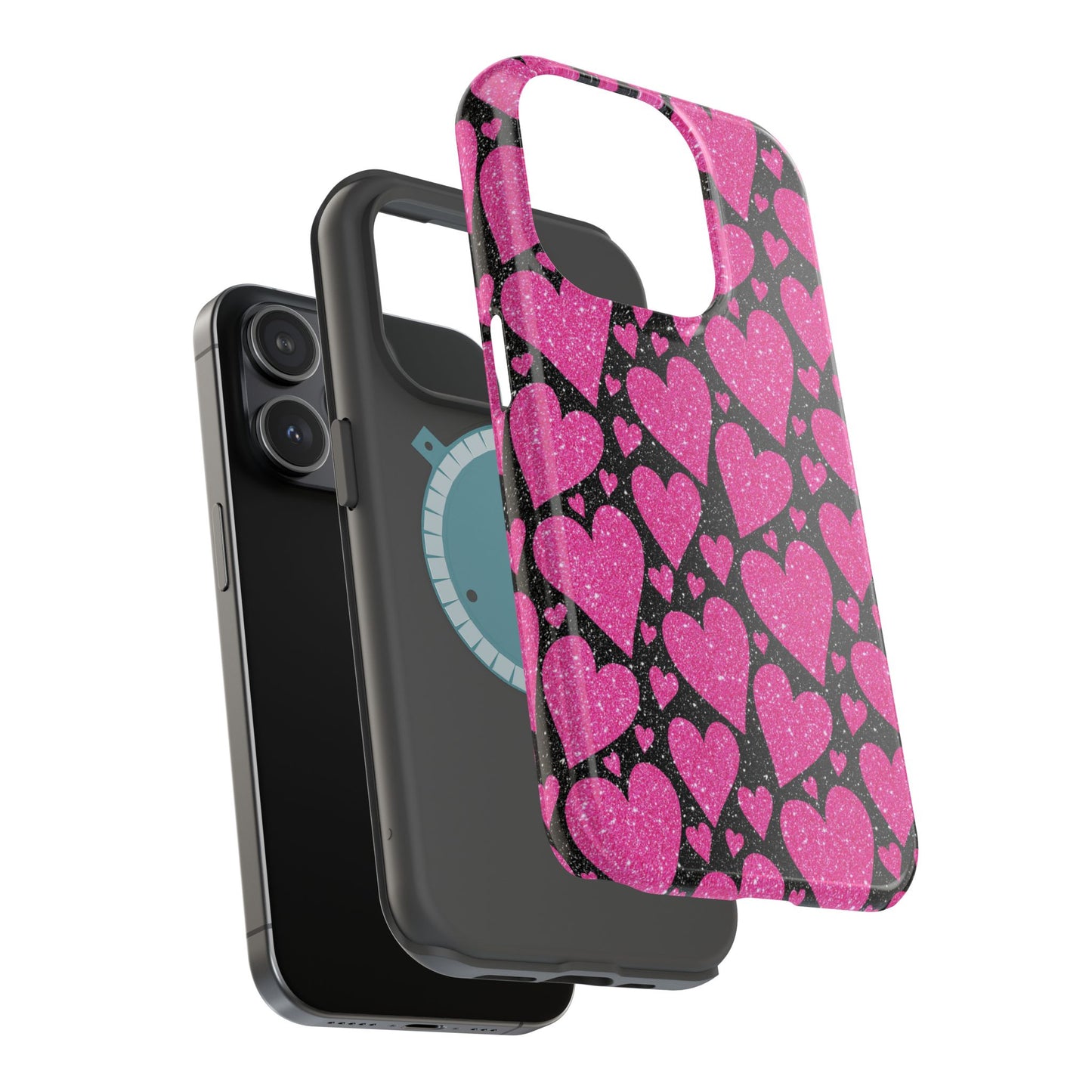 Glitter Hearts MagSafe iPhone Case