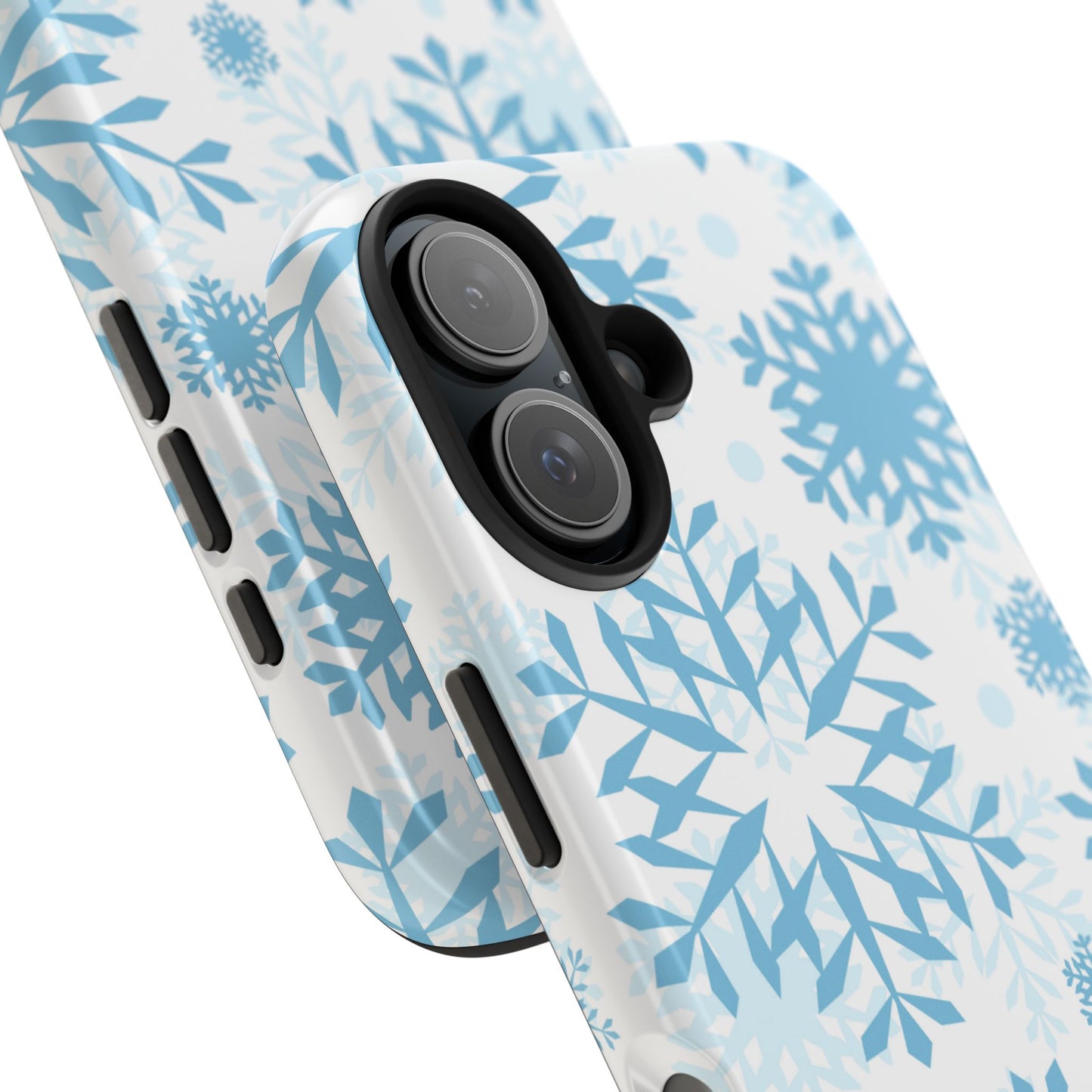 Frosty Blue Snowflakes iPhone Case – Shockproof, Smooth Matte Finish, Dual-Layer Design