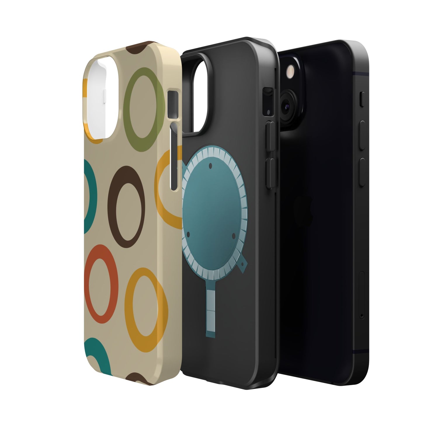 Retro Colorful Rings MagSafe iPhone Case – Shockproof, Matte Finish, Dual-Layer Protection