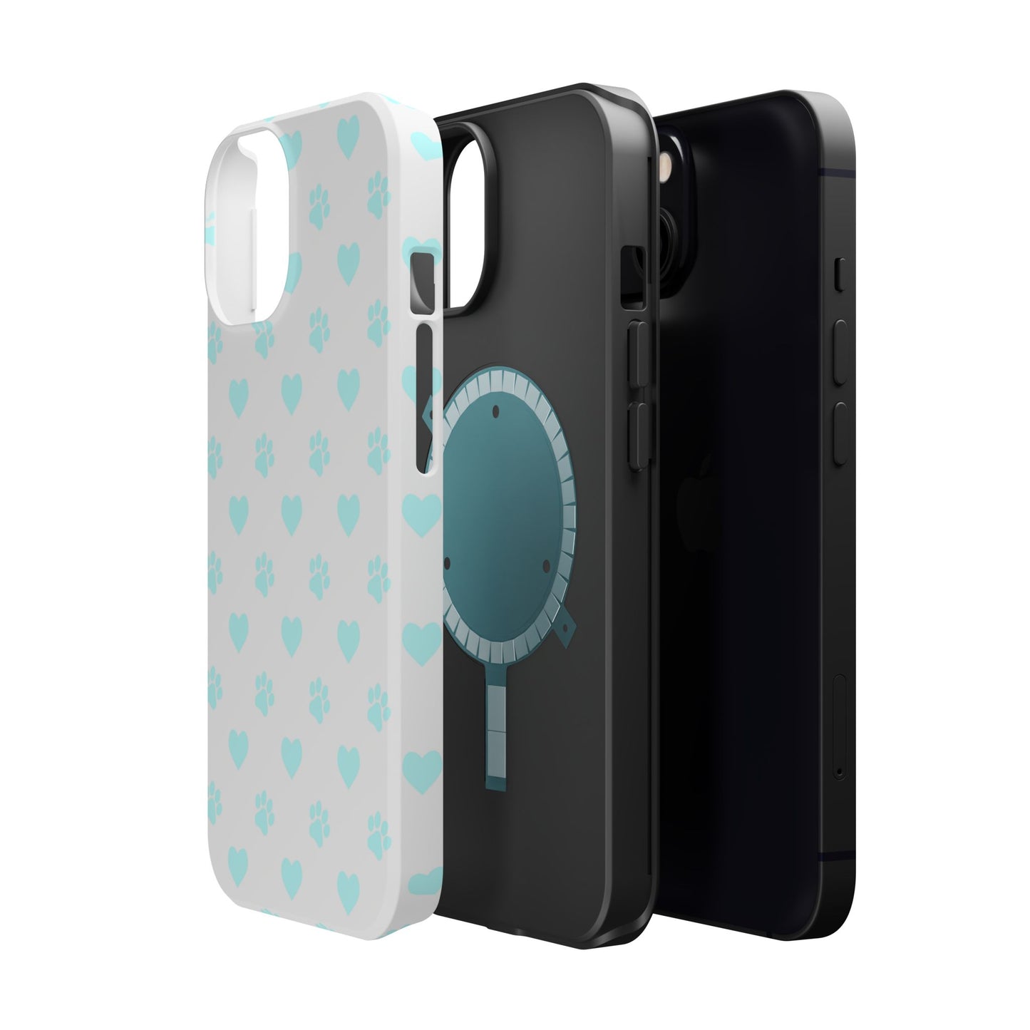 MagSafe Case - Aqua Paw Print & Heart Design