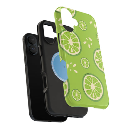 Zesty Lime Splash Tough MagSafe iPhone Case – Fresh Citrus Design, Dual-Layer Protection