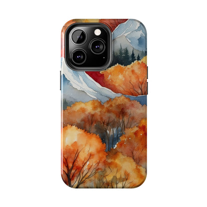 Autumn Mountain Forest Watercolor - iPhone Case