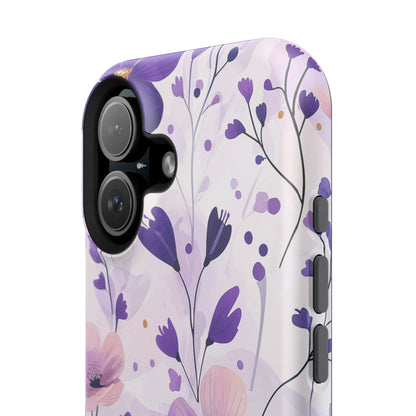 Purple Floral Bliss MagSafe iPhone Case – Delicate Blossom Design