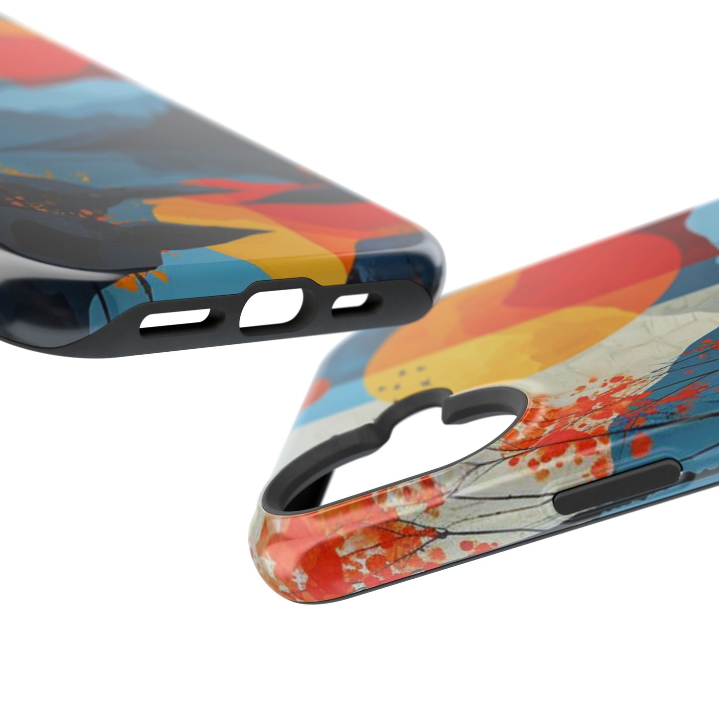 Abstract Autumn Landscape MagSafe iPhone Case – Bold Colorful Sunset Design, Dual-Layer Protection