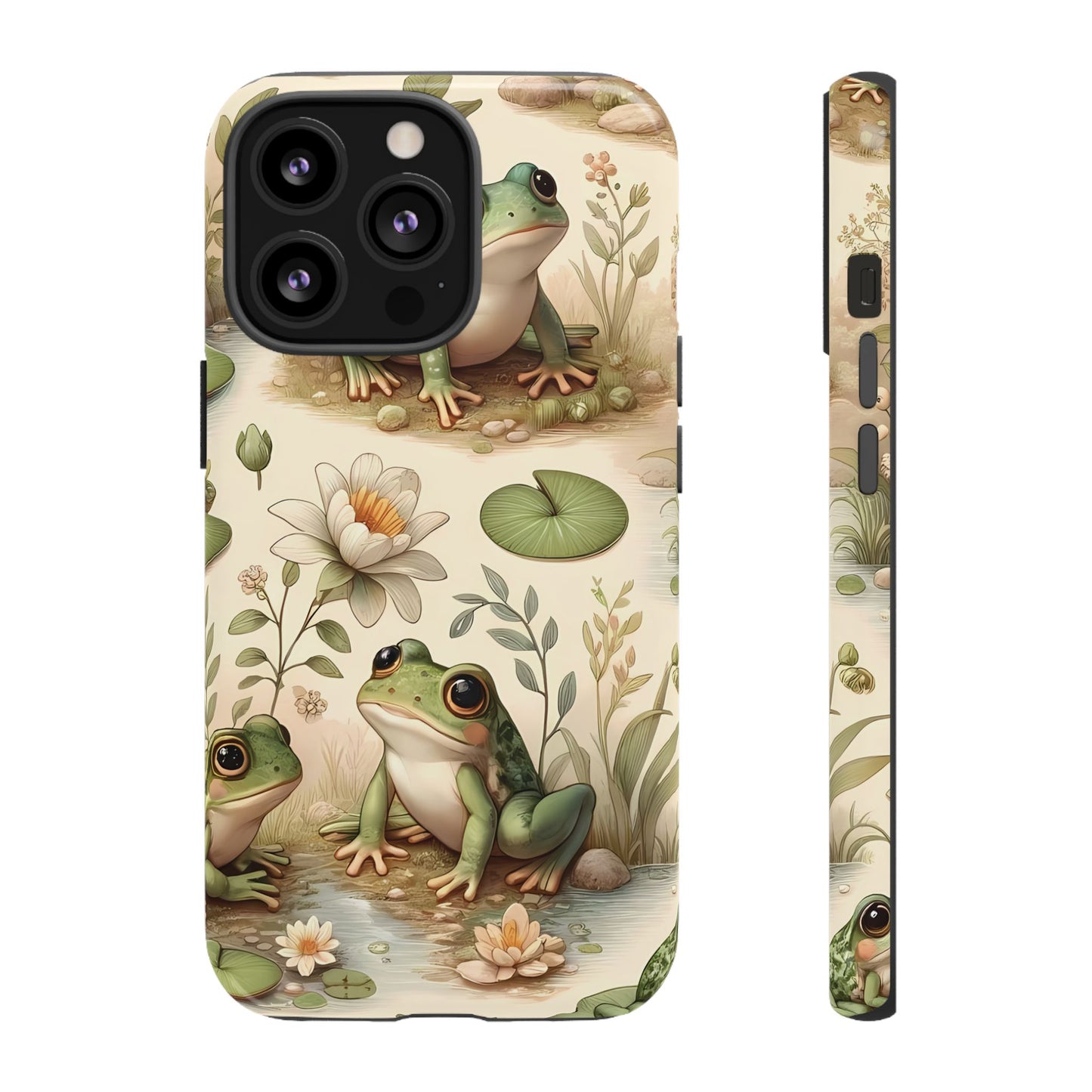 Cute Frogs Phone Case - Pond Pals Frolic - Charming Frog Lily Pad Phone Case for iPhone, Google & Samsung! Great Gift For Any Frog Lover!