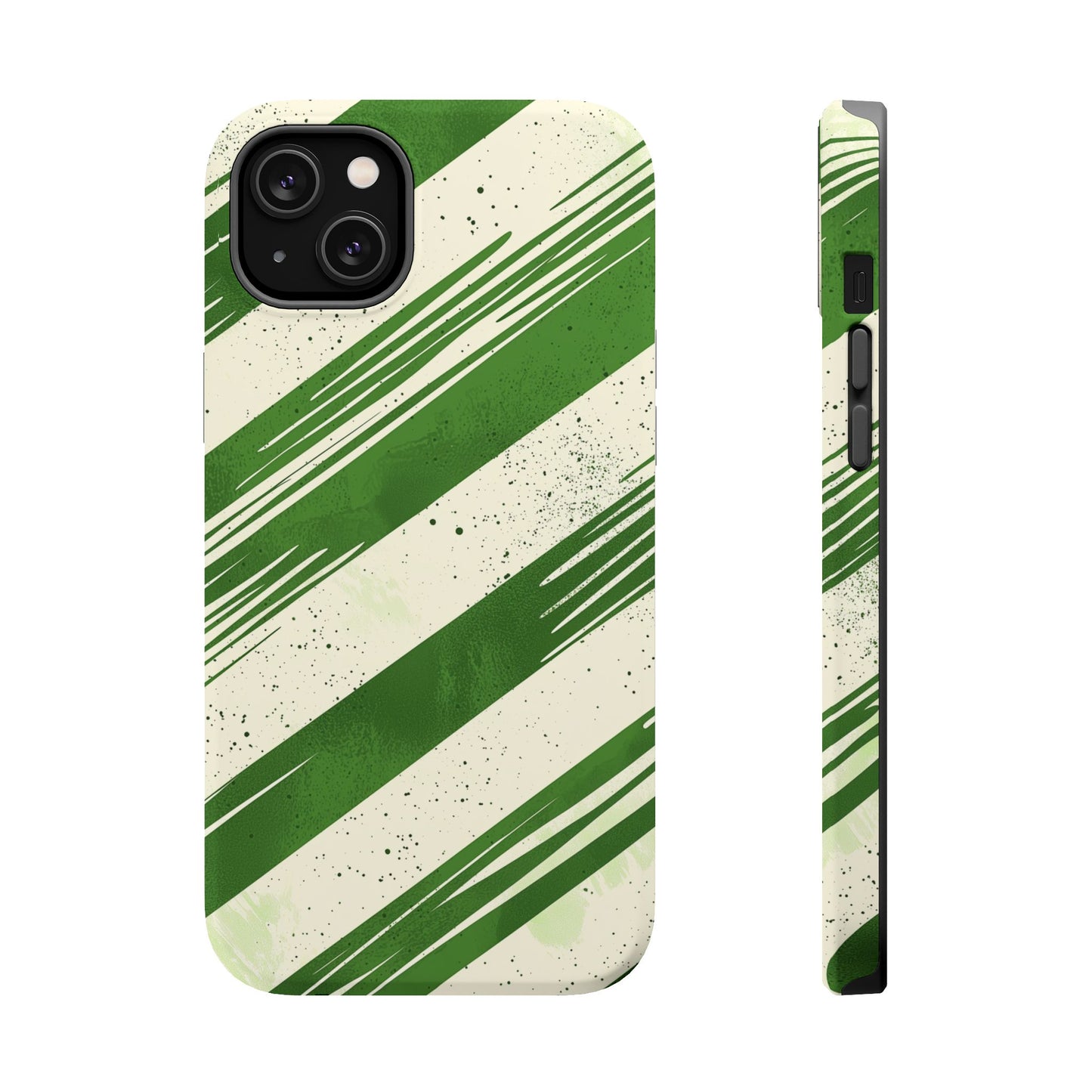 Green Stripes MagSafe iPhone Case – Bold Diagonal Brushstroke Design