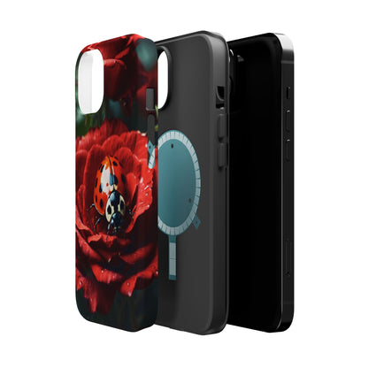 Elegant Rose & Ladybug Charm - MagSafe iPhone Case