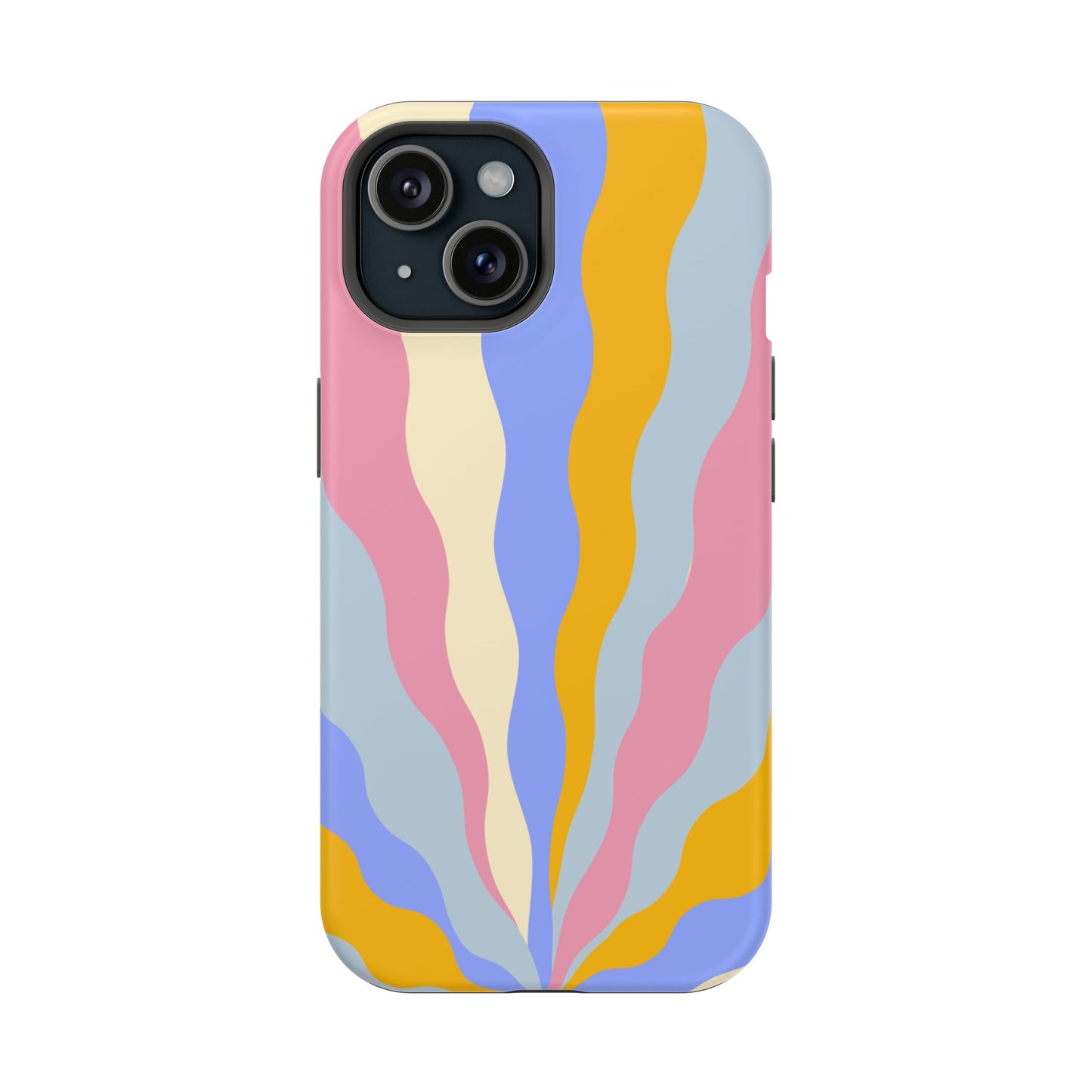 Pastel Radiance MagSafe iPhone Case – 70s-Inspired Dual-Layer Design with Wavy Sunburst Pattern