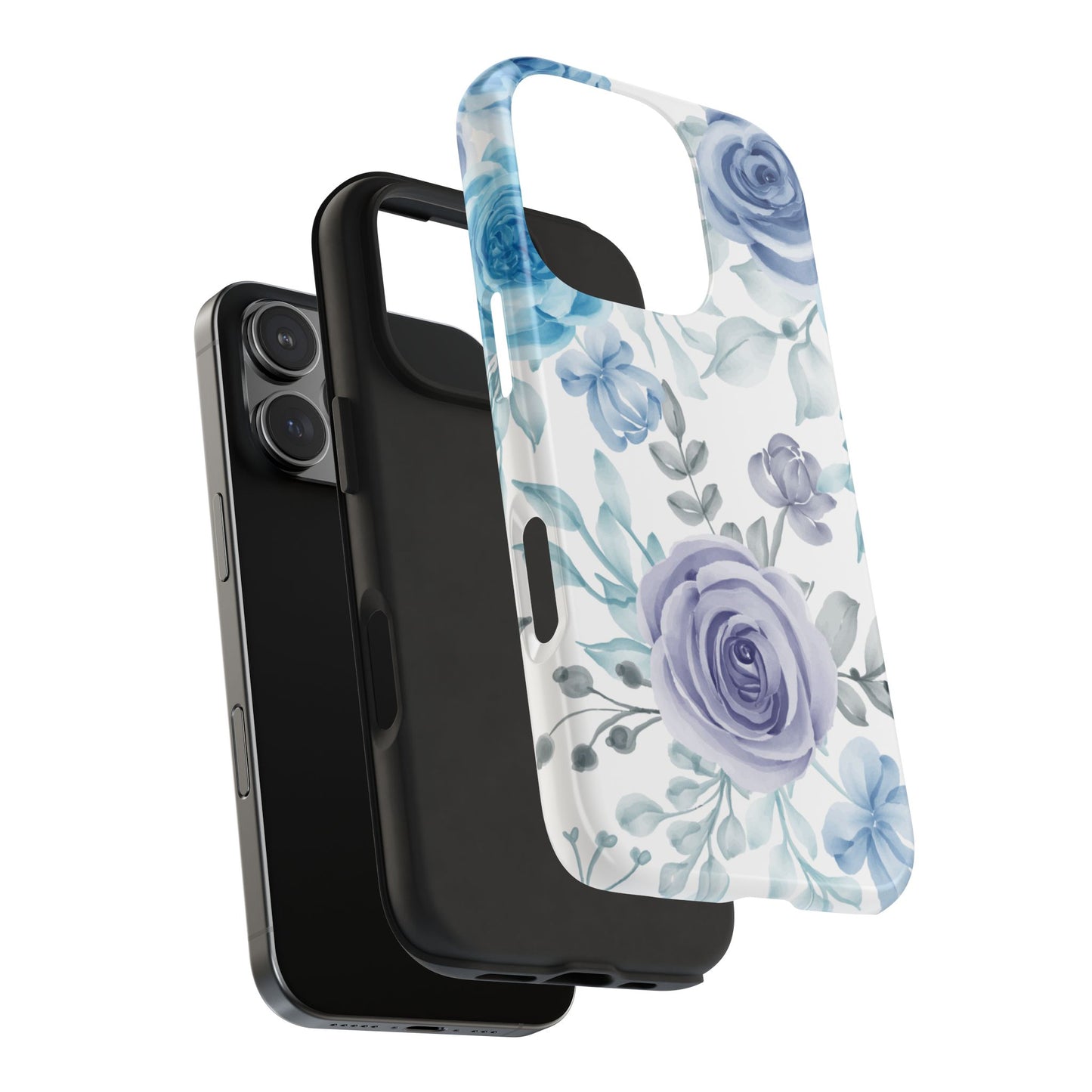 Elegant Blue & Violet Roses iPhone Case – Luxurious Floral Design for Chic Device Protection