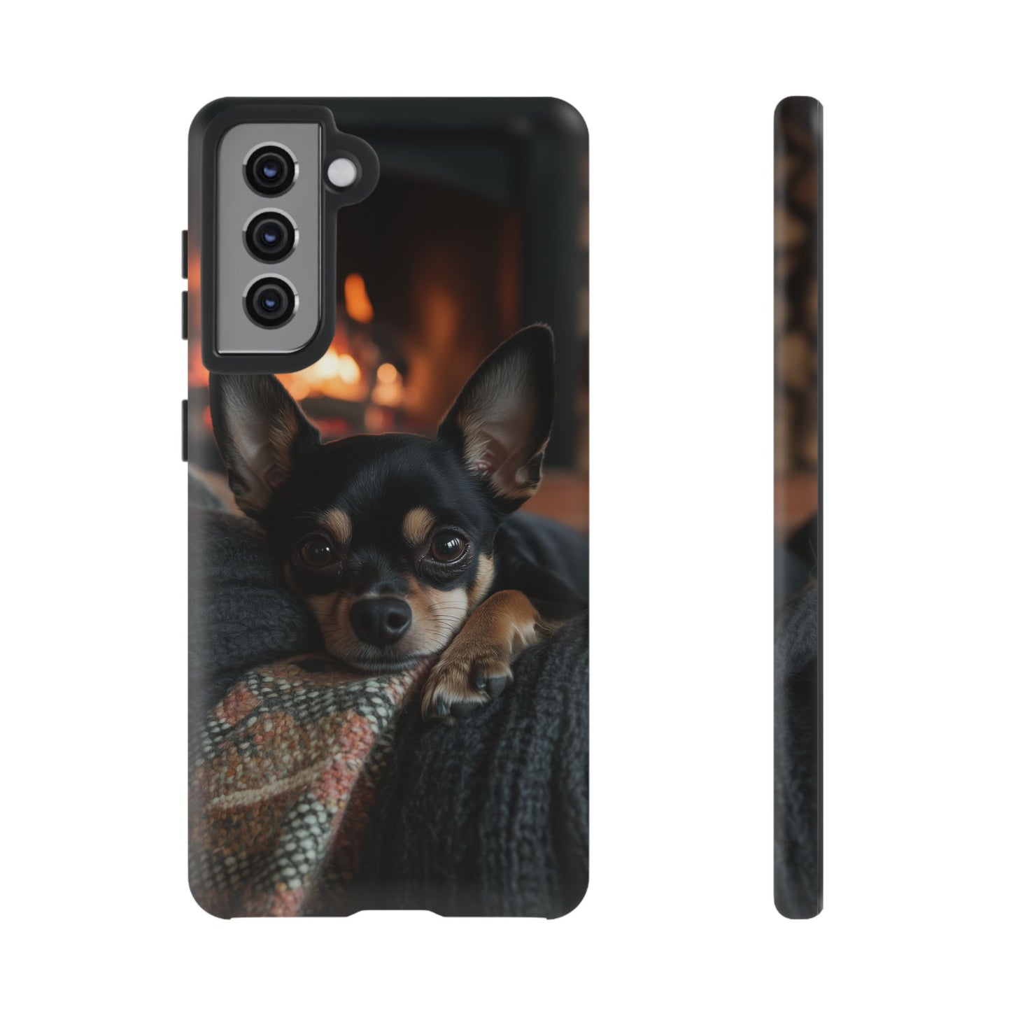 Cozy Chihuahua Fireplace Samsung Galaxy Case – Warm and Protective Design