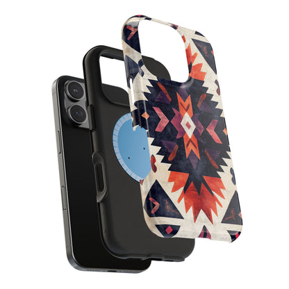 Boho Tribal Starburst Tough MagSafe iPhone Case – Vibrant Geometric Design, Dual-Layer Protection