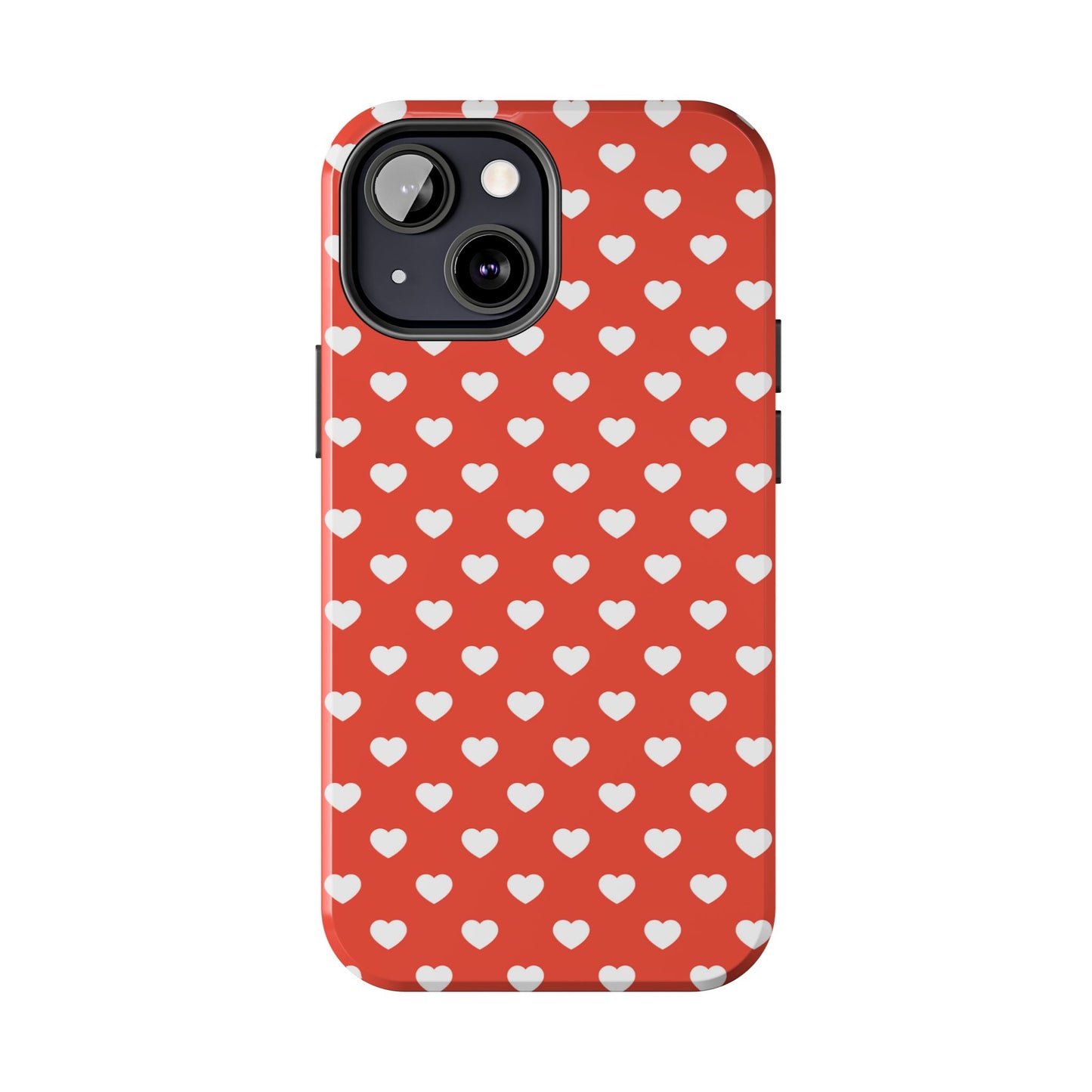 White Hearts on Red iPhone Case