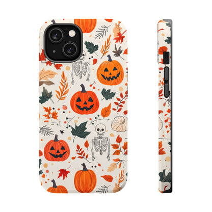 Halloween Pumpkin & Skeleton MagSafe iPhone Case – Spooky Autumn Design