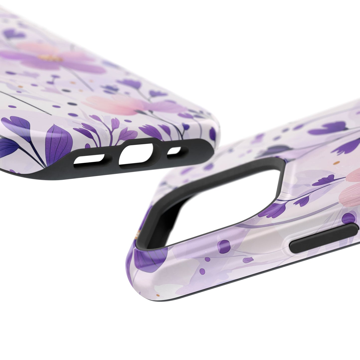 Purple Floral Bliss MagSafe iPhone Case – Delicate Blossom Design