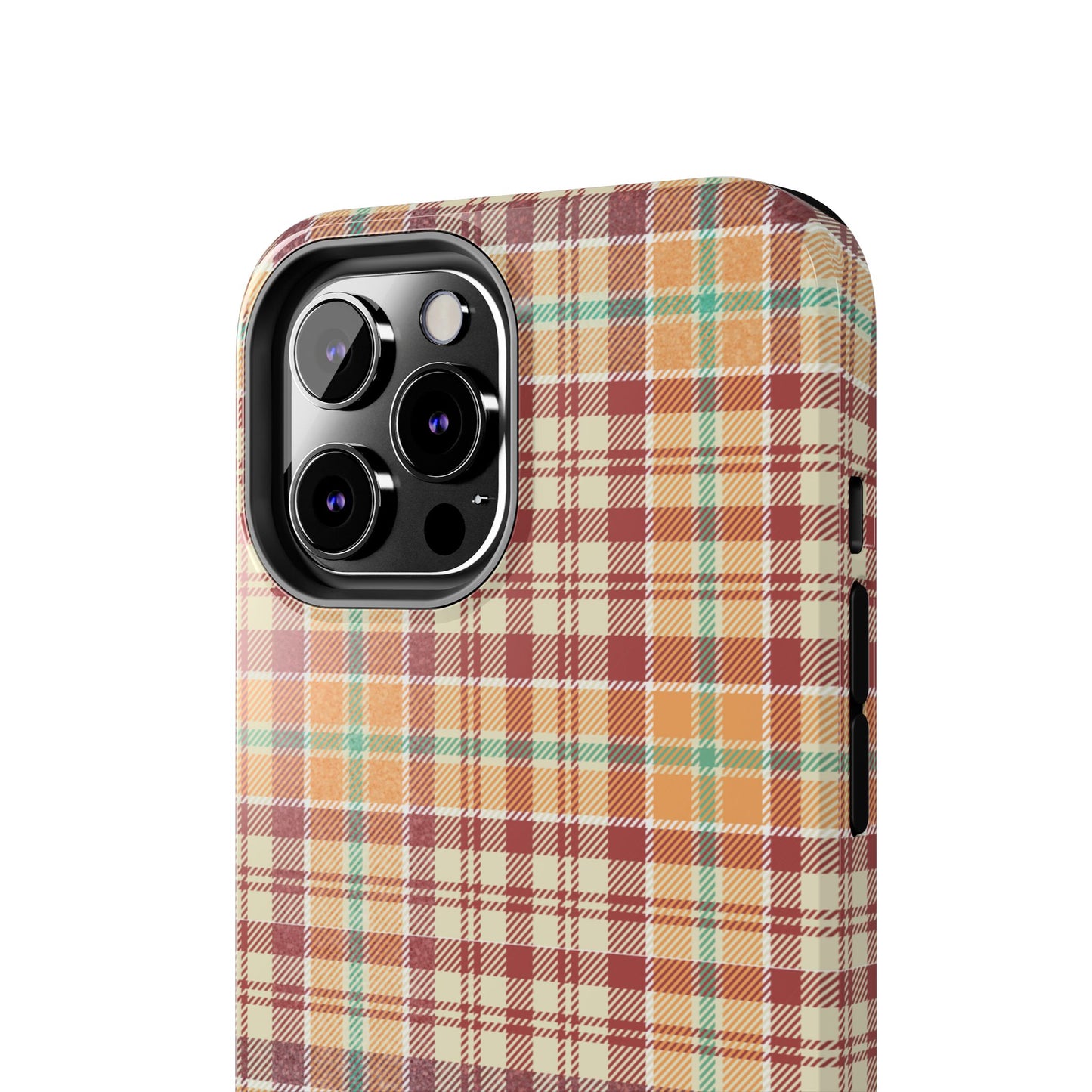 Retro Chic Plaid iPhone Case in Red, Orange, Green & Cream – Classic Vintage Style