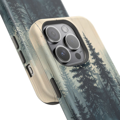 Misty Forest Wood MagSafe iPhone Case - Nature-Inspired Protective Cover