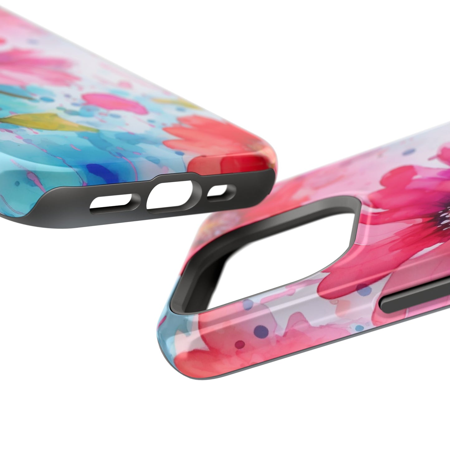 Vibrant Watercolor Red & Pink Floral - MagSafe iPhone Case