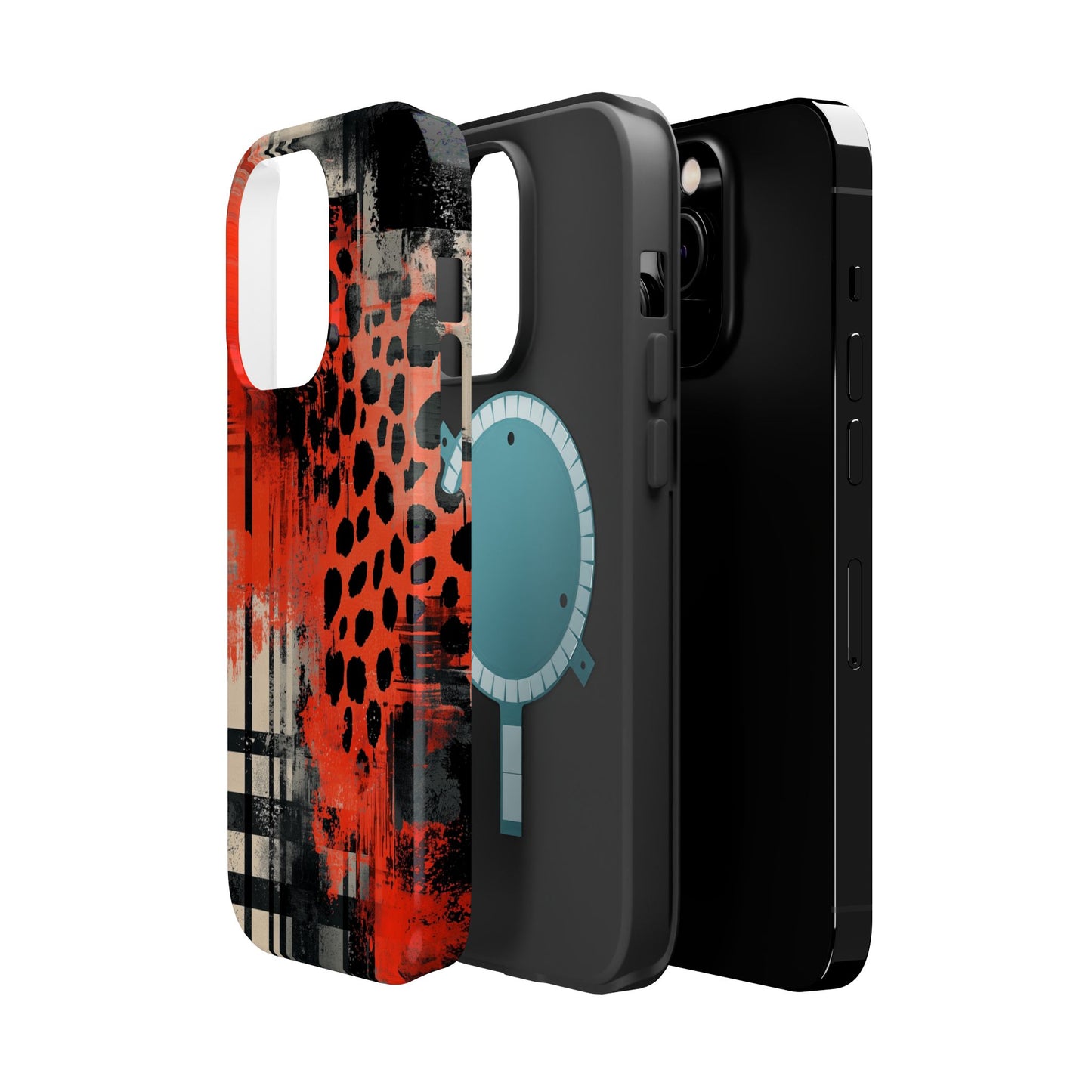 MagSafe iPhone Case: Cheetah Plaid – Red & Black Pattern