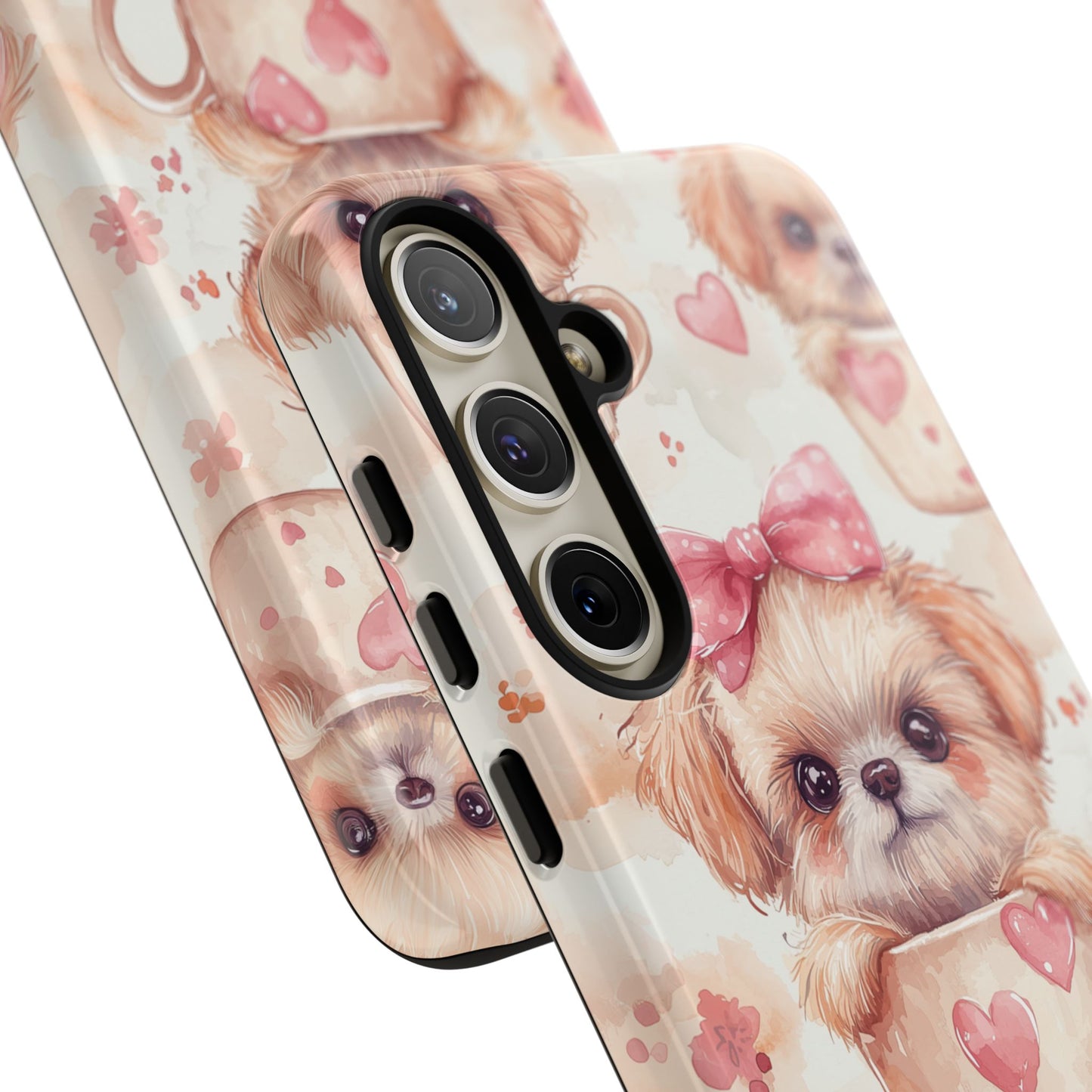 Adorable Puppy in Teacup Samsung Galaxy Case – Tough, Dual-Layer Protection with Cute Pink Bow Design