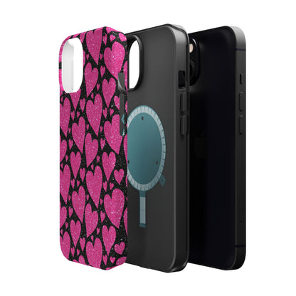 Glitter Hearts MagSafe iPhone Case