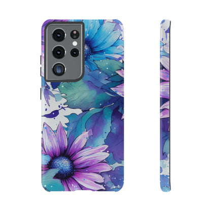 Purple & Teal Watercolor Floral Samsung Galaxy Case - Artistic Flower Design