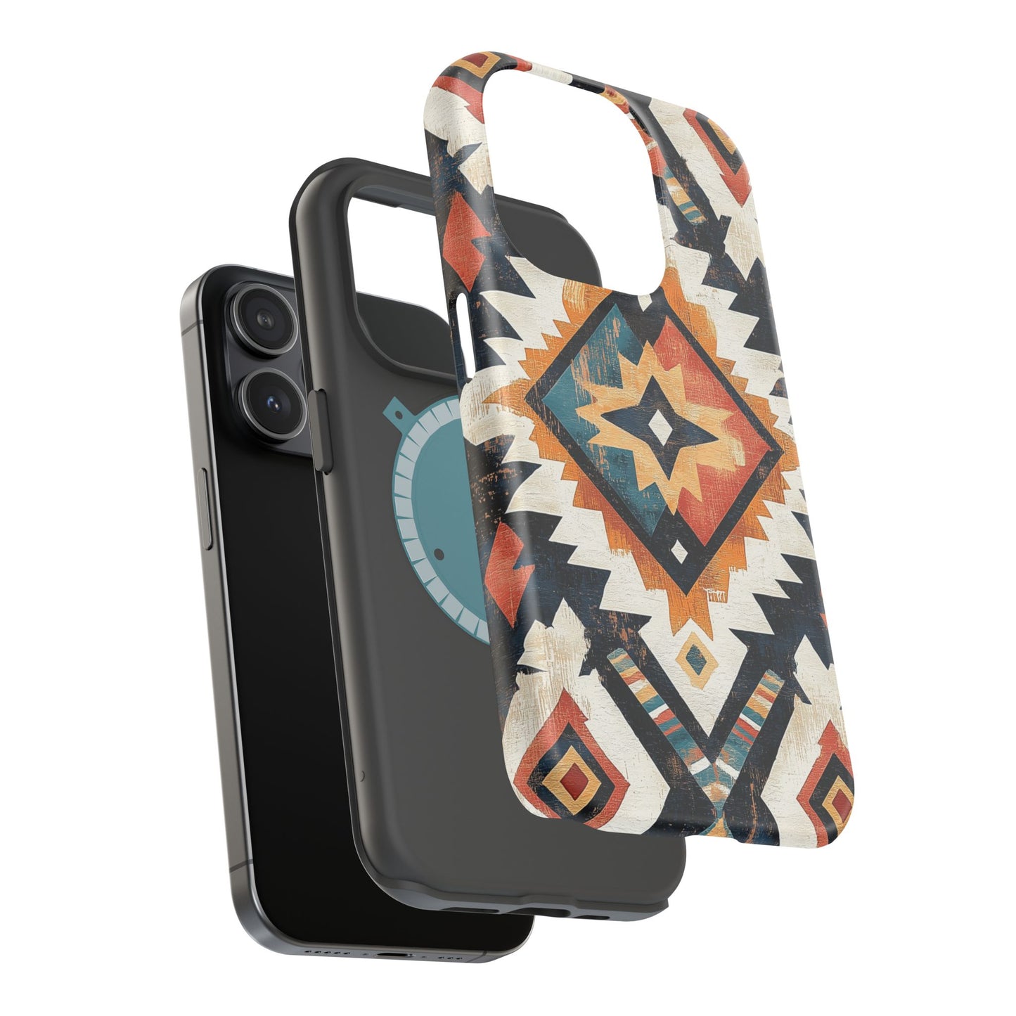 Vintage Southwestern Diamond Tough MagSafe iPhone Case – Rustic Tribal Design, Dual-Layer Protection