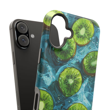 Tropical Kiwi Splash MagSafe iPhone Case – Tough Dual-Layer, Vibrant Summer Design