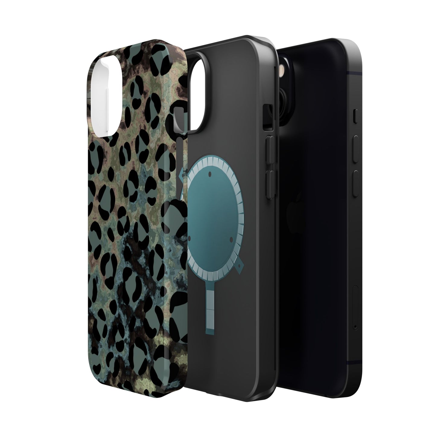 Moody Watercolor Leopard Print Tough MagSafe iPhone Case – Earthy Abstract Pattern with Dual-Layer Protection