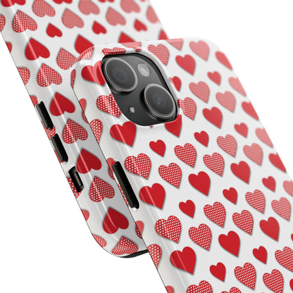 Red & Polka Dot Hearts iPhone Case