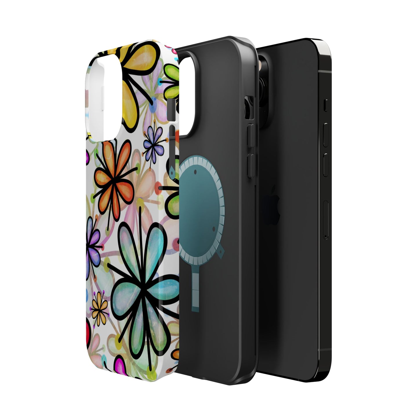 Retro Floral Pop MagSafe iPhone Case – Ultra-Slim Design, High-Gloss Finish