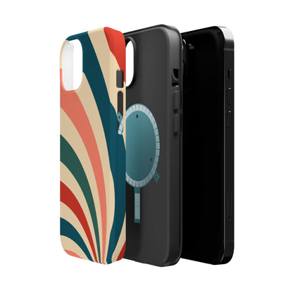 Retro Sunburst Swirl MagSafe iPhone Case – Dual-Layer Protection with Bold 70s Vibes