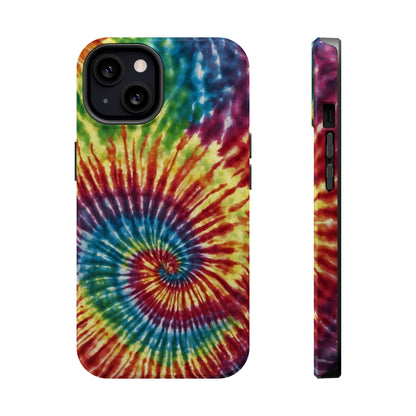 Vibrant Spiral Tie-Dye MagSafe Case – Retro Rainbow Design