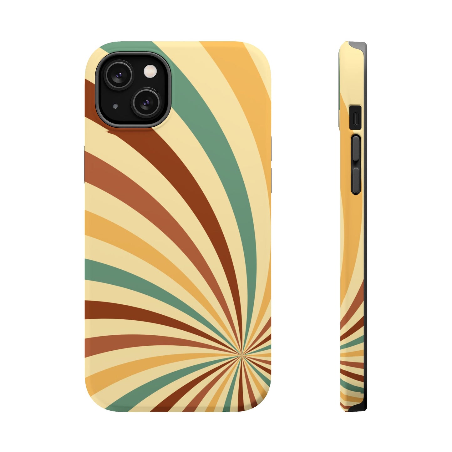 Earthy Retro Swirl MagSafe iPhone Case – Dual-Layer Protection with 70s-Inspired Earth Tones