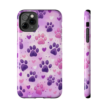 Purple Paw Print iPhone Case - Cute Pet-Themed Protective Cover