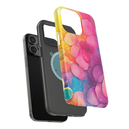 Sunset Petals Watercolor MagSafe iPhone Case – Slim Design, Glossy Finish