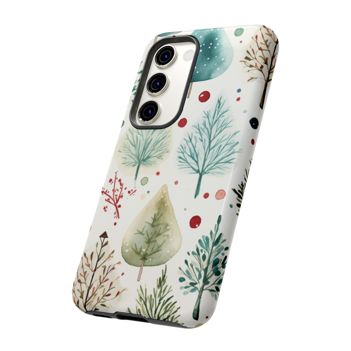 Watercolor Winter Trees Samsung Galaxy Case – Nature-Inspired, Holiday Theme Protective Cover