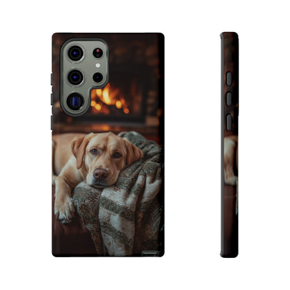 Cozy Labrador by Fireplace Samsung Galaxy Case – Rustic Cabin Protective Cover