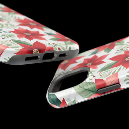 Festive Poinsettia Holiday Pattern – MagSafe iPhone Series Case