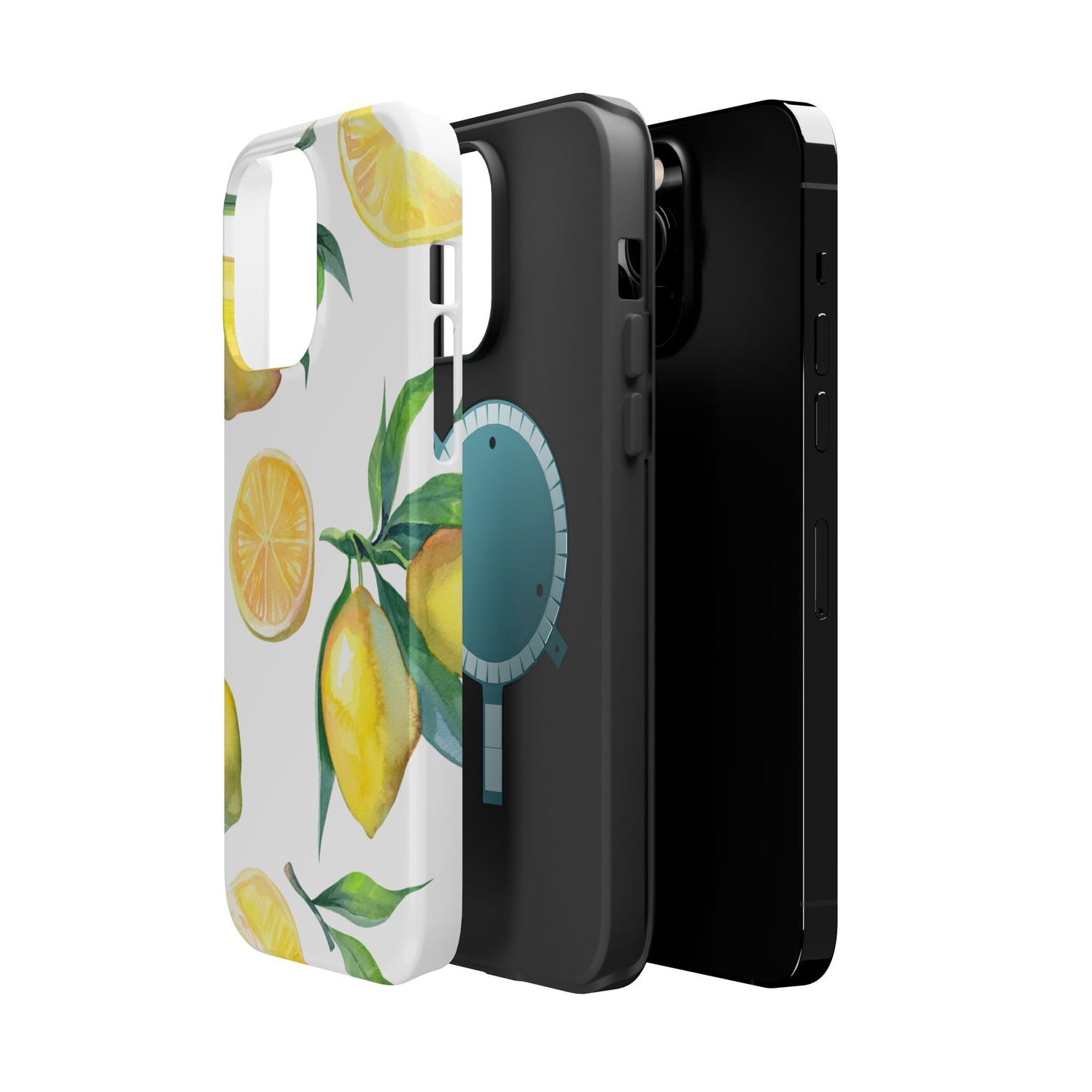 Lemon Grove Watercolor Tough MagSafe iPhone Case – Fresh Citrus Design, Dual-Layer Protection