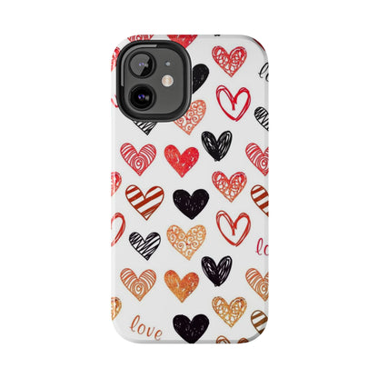 iPhone Case: Hand-Drawn Hearts & Love