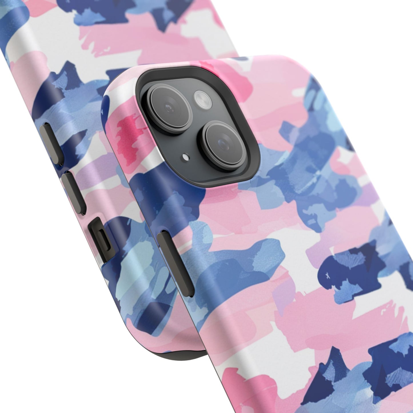 MagSafe Case: Dynamic Pink & Navy Brushstroke Art